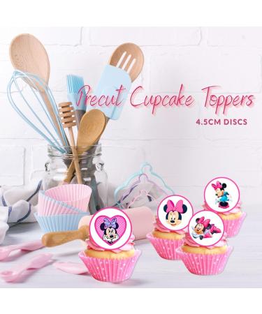 PRECUT Minnie Cupcake Toppers Pink Theme Premium Thickness SWEETENED VANILLA - wafer card cake decorations (24) - Buy Online on GoSupps.com