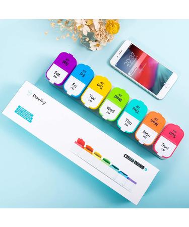 Daviky Smart XL 7 Day Pill Organizer - Weekly AM PM Pill Cases - Large Pill Box Holder for Twice a Day Medication - Buy Online on GoSupps.com