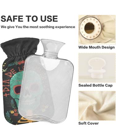 Vintage Mexican Skull Hot Water Bottle - Naanle 2L Heating Bag for Pain Relief & Cold Therapy - Buy Online on GoSupps.com