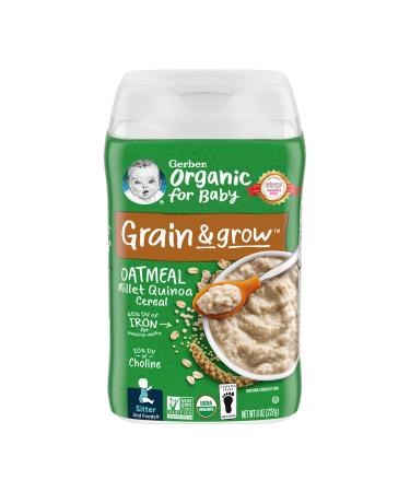 Gerber Baby Cereal Organic Oatmeal Millet Quinoa, 8 oz Oatmeal Millet Quinoa 8 Ounce (Pack of 1)