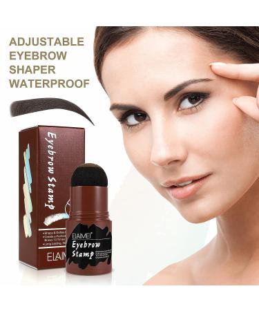 Professional Waterproof Eyebrow Stamp Stencil Kit - 10 Styles, Long Lasting, Buildable Powder, 13 Piece Set, Medium Brown - Buy Online on GoSupps.com