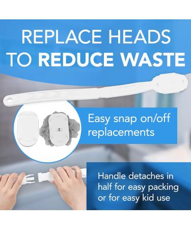 2 Pack Extra Long Handled Shower Scrub Brush Set with Loofah & Exfoliating Sponge - Body Scrubber for Radiant Glow - Includes 2 Loofahs & 2 Buff Sponges - Buy Online on GoSupps.com