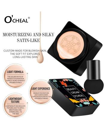 O'CHEAL Mushroom Head Air Cushion CC Cream BB Cream Foundation Cream for Face Makeup Concealer Cushion for Face Comestics Make Up Long-Lasting Cushion Compact 01#IVROY - Buy Online on GoSupps.com