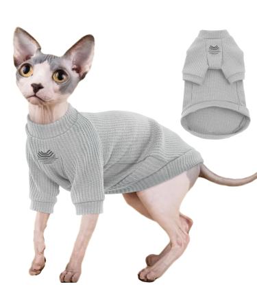 Iecoii sphynx litter clothing hairless cats T-shirts cats clothing soft cotton cat shirts for cats only sweater cat sweater sweater vest with sleeves for sphynx cornish rex devon rex Peterbald s gray