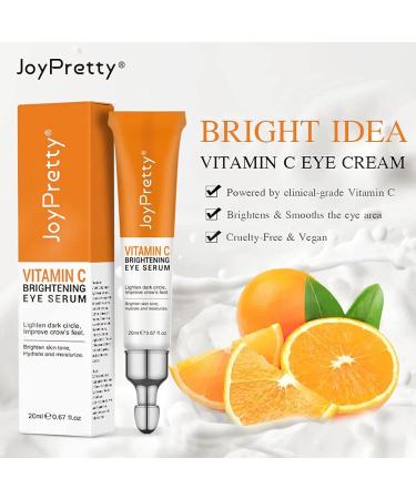 JoyPretty 20ml Vitamin C Brightening Eye Serum for Dark Circles, Puffiness, and Fine Lines (2PCS) - Buy Online on GoSupps.com