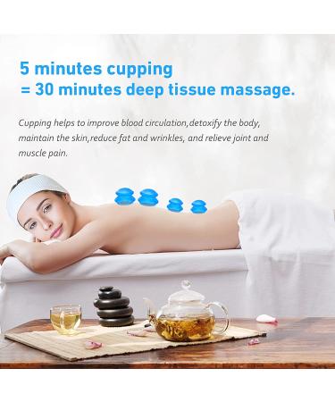 QISEEYA 6-Piece Silicone Cupping Therapy Set for Cellulite & Pain Relief - Professional Studio & Home Use - Blue - Buy Online on GoSupps.com