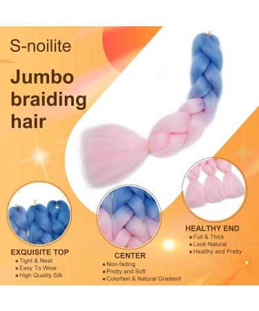 60cm Ombre Braiding Hair Extensions - Jumbo Braids for Crochet Light Blue to Light Pink 2-4 Tones - Buy Online on GoSupps.com