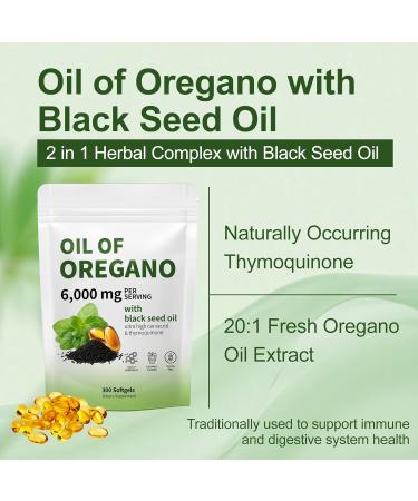 RTQSU Oil of Oregano with Black Seed Oil - Oil of Oregano Capsules Aceite de Or gano Capsulas Immune Support Non-GMO Gluten Free 6000MG 300 Softgels - Buy Online on GoSupps.com