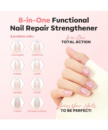 Modelones 8-in-One Nail Strengthener & Repair Base Coat - Pink Glow 15ml | Nail Growth Treatment for Thin & Damaged Nails - International Shipping Available - Buy Online on GoSupps.com