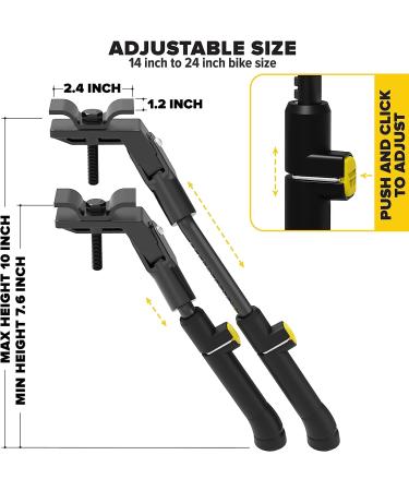 Ultraverse Center Mount Kickstand for Kids Bikes - Adjustable Aluminum Stand for 14-20 inch BMX, Mountain Bikes - Black/Yellow - Buy Online on GoSupps.com