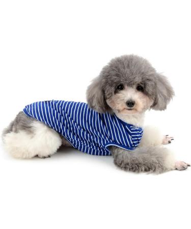 Zunea Striped Dog Shirt for Small Dogs & Cats - Soft Cotton Summer Tank Top - Blue - Size L (1 Pack) - Buy Online on GoSupps.com