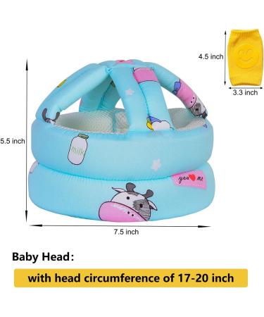 Umtiti Baby Adjustable Helmet with Knee Pads, Socks | Cute Cow Design | Ideal for Crawling and Learning to Walk - Buy Online on GoSupps.com