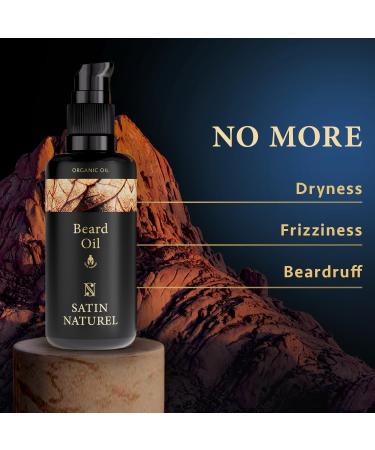 Organic Beard Oil for Men - 100ml Vegan Care Product with Argan, Almond Oil & Vitamin E - Promotes Beard Growth - Ideal Daily Beard Care Gift - By Satin Naturel - Buy Online on GoSupps.com