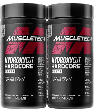 Hydroxycut Hardcore Elite Weight Loss Pills for Women & Men - Metabolism Booster & Energy Supplement - 100 Count (Pack of 2) - Buy Online on GoSupps.com