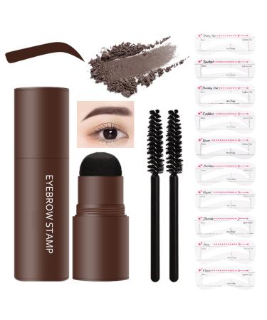 LXZJJM Eyebrow Stamp Stencil Kit - Long-lasting Smudge-free Brow Makeup | Natural and Smooth Texture | Multifunctional | Includes 10 Brow Shapes & Stamps | Reusable eyebrow stencils (03#dark brown)