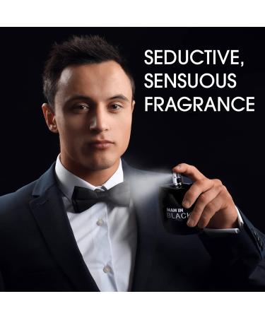 NovoGlow Man in Black for Men - Luxurious Aroma in Each 3.4 fl Oz Black Glass Bottle - Top Notes of Bergamot and Pineapple Formulated with Essential Oils - Fantastic Gift Choice - Grey Suede Pouch - Buy Online on GoSupps.com