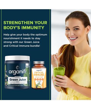 Organifi Green Juice Superfood Powder & Critical Immune Bundle - 30 Servings - Vitamin C Detox Cleanse & Immunity Support - Gluten Free Vegan - Buy Online on GoSupps.com