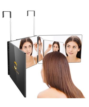 GLDDAO 3 Way Mirror for Self Hair Cutting  360 Trifold Barber Mirrors 3 Sided Makeup Mirror to See Back of Head  Used for Hair Coloring  Braiding  DIY Haircut Tool are Good Gifts for Men Women Black Without Led