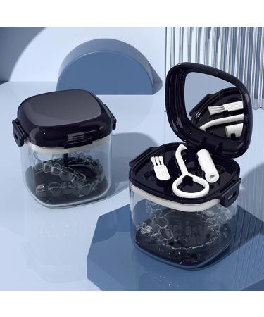 Anulely Mundsichtui Hierarchical Hohlzahn Aligner Etui | Transparent Orthodontic Box with Mirror Brush & Sapphire Blue Design - Food Quality Prosthesis Case - Buy Online on GoSupps.com