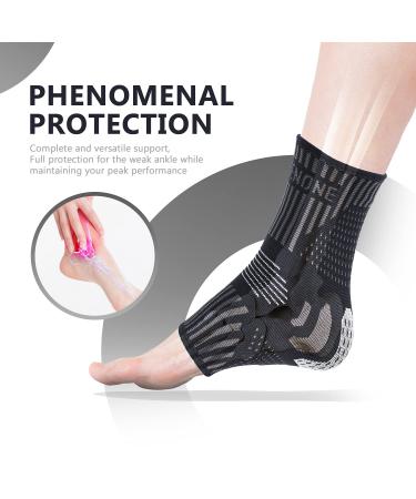 Professional Ankle Support Brace 2 Pack Breathable Plantar Fasciitis Socks Anti-Slip Ankle Compression Sleeve Socks for Joint Pain Ligament Damage Sprained Ankle Achilles Tendonitis Sports L Black(Pair) - Buy Online on GoSupps.com