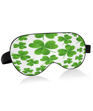 WELLDAY Sleep Mask St. Patrick's Day Clover Pattern Night Eye Shade Cover Soft Comfort Blindfold Blockout Light Adjustable Strap for Men Women