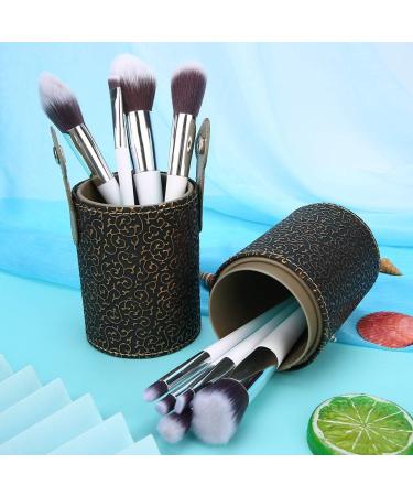 Qkiss Portable PU Leather Makeup Brush Cup Tube Holder - Travel Cosmetic Container (Bronze) - Shop Now! - Buy Online on GoSupps.com