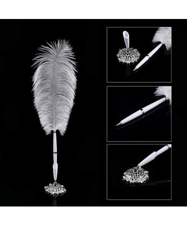 Quill Pen - Ostrich Feather Wedding Signing Pen with Metal Holder | Gold & Silver Options Available - Buy Online on GoSupps.com