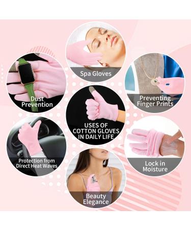 Dimeho 2 Pairs Moisturizing Gloves Touch Screen Cotton Spa Lotion Glove Overnight Bedtime Skin Care Gloves Eczema Glove for Dry Chapped Hands Women Beauty (White + Pink) - Buy Online on GoSupps.com
