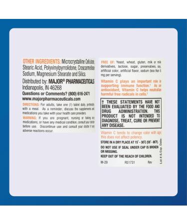 MAJOR Vitamin C-500 mg Ascorbic Acid - Vitamin C Tablets - Dietary Supplement - 100 Count (1 Pack) - Buy Online on GoSupps.com