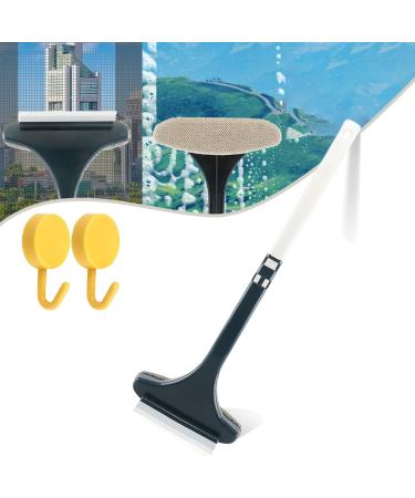 Cohbskj 2 in 1 Mesh Cleaner Brush 2 in 1 Multifunctional Screen Brush Window Screen Cleaner Brush Extendable Window Screen Cleaning Brush with Scraper Wet & Dry Dual Purpose (White)