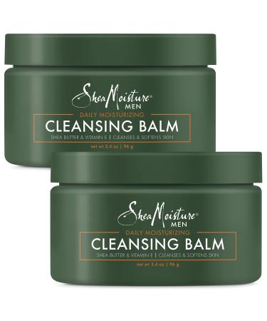 SheaMoisture Men Cleansing Balm with Shea Butter Vitamin E & Coconut Oil to Cleanse Moisturize & Soften Facial Skin Facial Cleanser for Clean Shaven Face and Beard Pack of 2 3.4 Oz Ea