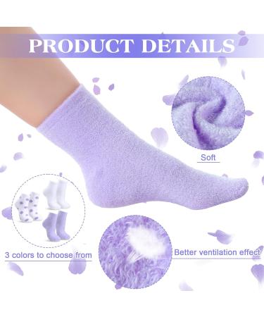 Tarpop 3 Pairs Aloe Socks Moisturizing Spa Socks for Dry Cracked Feet Infused Socks Gel Sleeping Fuzzy Socks Lotion Socks Gift for Christmas Women Men Softening Dry Feet(Purple and White) - Buy Online on GoSupps.com