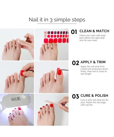 Shop Nailog Semi Cured Gel Nail Strips - Glossy Summer Breeze Toenail Polish Wraps (32 Pcs) - Perfect for At-Home Pedicures - Buy Online on GoSupps.com