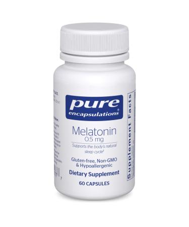 Pure Encapsulations Melatonin 0.5 mg - Natural Sleep Helper for Bedtime - Regulates Sleep-Wake Cycle - 0.5 mg Melatonin - Vegan & Non-GMO - 60 Capsules 60 Count (Pack of 1)