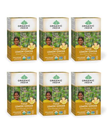 Organic India Tulsi Tea Lemon Ginger Caffeine-Free 18 Infusion Bags 1.27 oz (36 g)