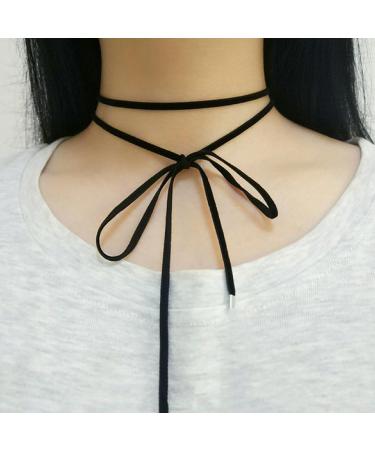 Oralgos Simple Velvet Necklace for Women - Long Rope Knotted Loop Collarbone Chain | Korean Jewelry Gift - Buy Online on GoSupps.com