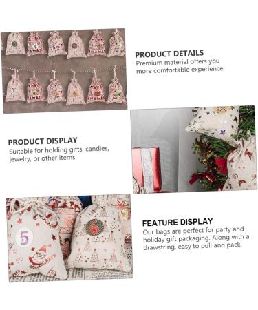 KOMBIUDA 1 Set Countdown Christmas Bag Candy Bags Advent Calendar Banner Christmas Storage Bags Linen Red 10x14x0.5cm Red - Buy Online on GoSupps.com