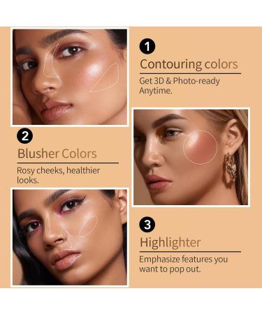 OFONYIA Liquid Highlighter & Face Contour Set | High Cover Creamy Concealer Blush & Highlight | 3-Piece Kit for Fair to Medium Skin - Buy Online on GoSupps.com