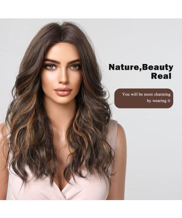 Long Brown Curly Wig for Women with Light Brown Highlights | Synthetic Hair - Buy Online on GoSupps.com