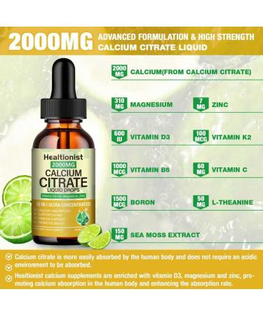 2 Packs 2000mg Calcium Citrate with Vitamin D3 K2 Supplements Liquid Drops for Women & Men Magnesium Zinc High Absorption Bone Teeth Muscle & Immune Support 4 Fl oz 2 Fl Oz (Pack of 2) - Buy Online on GoSupps.com
