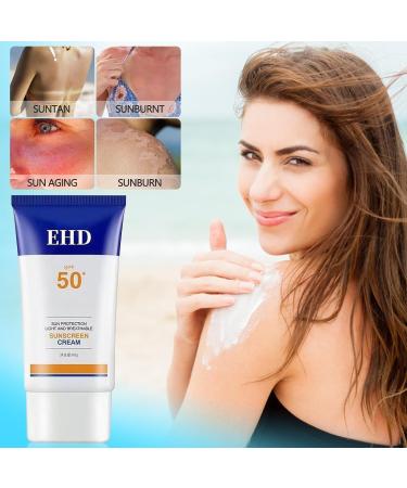 Ehd Sunscreen Sunscreen for Face Spf 50 Face Sunscreen Moisturizer Natural Sunscreen Facial Sunscreen Daily Uv Defense Sunscreen Fast-absorbing and Non-sticky (2PCS) - Buy Online on GoSupps.com