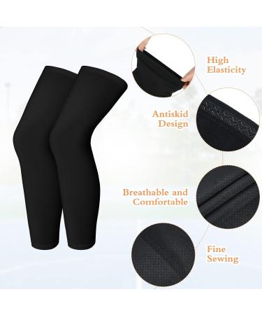 Kids Long Compression Leg Sleeves - 4 Pairs Non Slip UV Protection for Basketball, Running, Sports - Boys & Girls Youth Size (Black/White/Blue/Green) - Buy Online on GoSupps.com