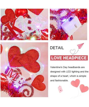 Vatocu LED Valentine's Day Headband Luminous Heart Headpiece Red Lips Headband Sequins Heart Hair Accessories for Holiday Wedding Birthday Party Gift - Buy Online on GoSupps.com