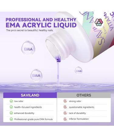 SAVILAND Odorless Pure EMA Monomer Acrylic Nail Liquid 8.12fl.oz with Brush & Dappen Dish - Perfect for Salon Quality Acrylic Nail Extensions - Buy Online on GoSupps.com