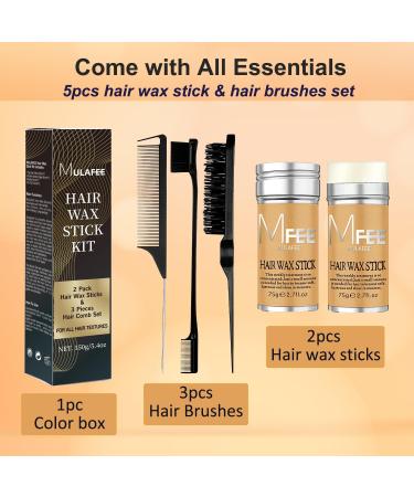 MULAFEE 2 Pack Hair Wax Stick with Hair Comb Set Wax Stick for Smooth Hair Wigs Non-Greasy Styling Wax for Fly-Away and Edge Frizz 3 Pcs Slick Brush Set - Buy Online on GoSupps.com