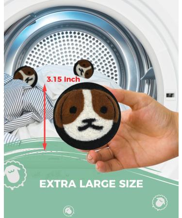 HOMECASA Wool Dryer Balls Laundry Reusable XXL Wool Balls for Dryer 3-Pack 100% Newzealand Dryer Wool Balls Fun Laundry Balls for Dryer Black-Dog-3 pack - Buy Online on GoSupps.com