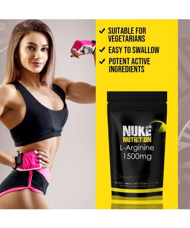 Nuke Nutrition L Arginine Capsules 1500mg - Nitric Oxide Supplement - Muscle Strength & Endurance Boost - Pre Workout Energy - 60 Count - Buy Online on GoSupps.com