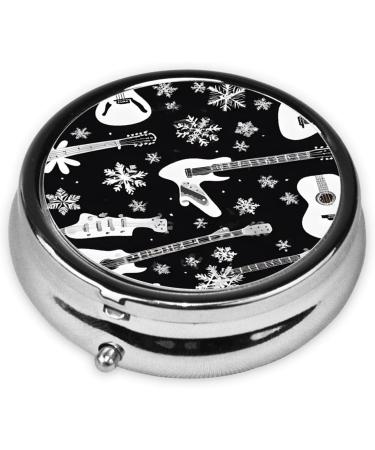 Shop Guitar Pattern Round Pill Box - 3 Compartment Mini Portable Travel Medicine Organizer - Buy Online on GoSupps.com