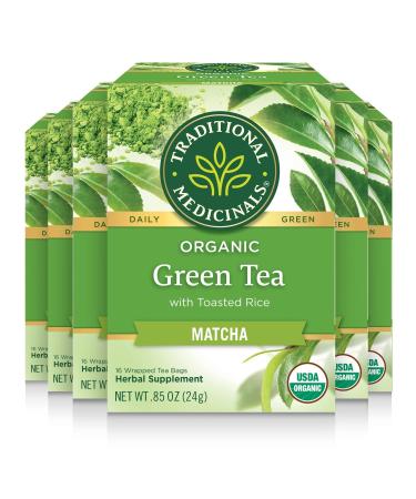 Traditional Medicinals - Organic Green Tea Matcha (Pack of 6) - Traditional Japanese Green Tea - Energizing & Uplifting - 96 Tea Bags Total Green Tea Matcha 16 Count (Pack of 6)