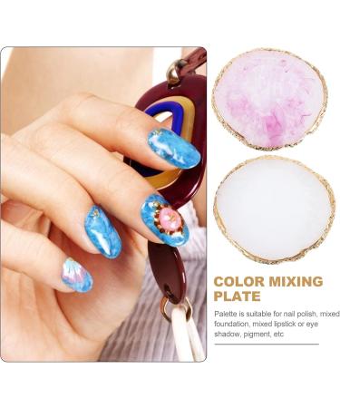 Fomiyes Decorative Tray Set - 2 Pieces for Nail Art Makeup & Display | Golden Resin Palette for Color Mixing & Manicure - Buy Online on GoSupps.com